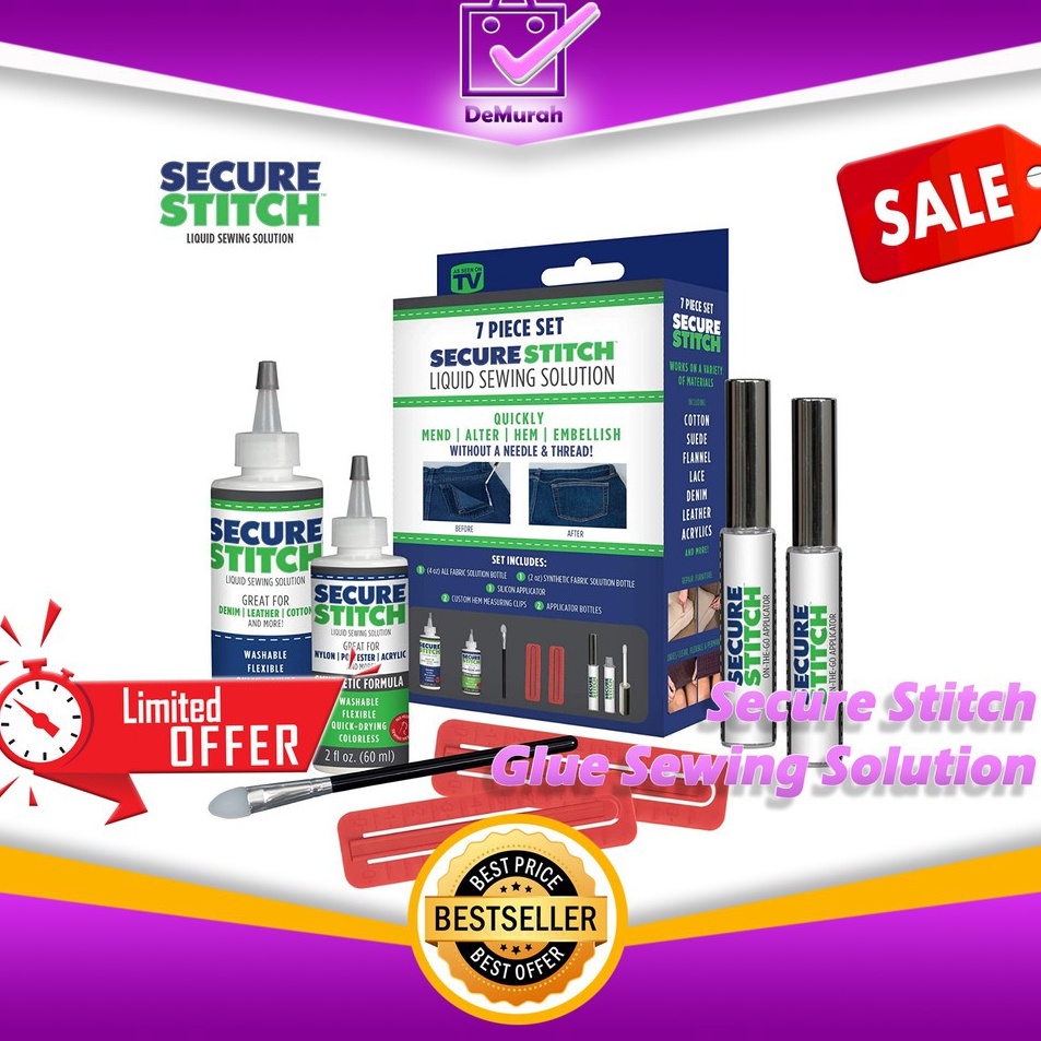 

SECURE STITCH d Glue Sewing Solution Set Kit Lem Jahit 664