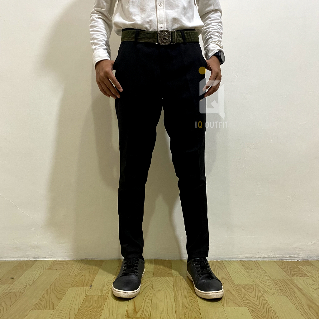 Celana Formal Pria Super Slim Fit Skinny Bahan Melar Tebal