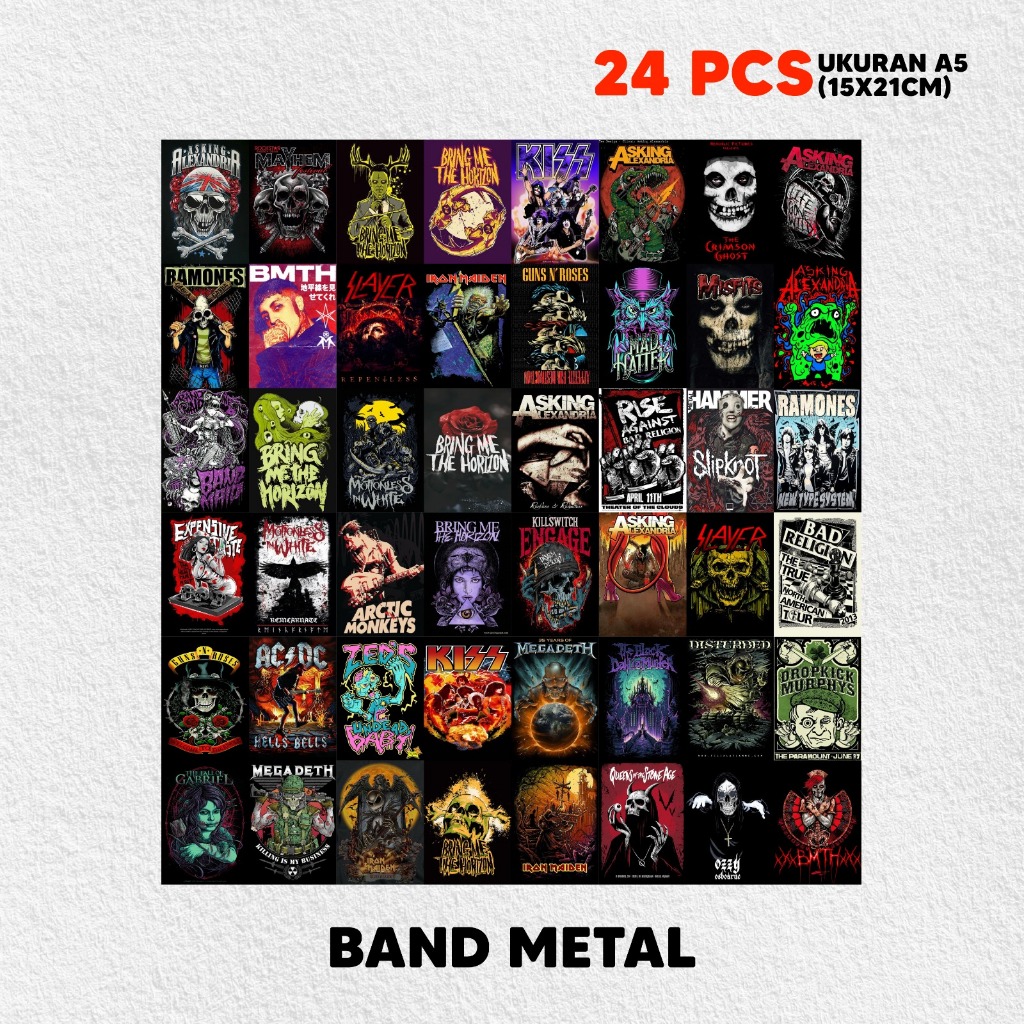 (48 PCS) Poster Dinding Bundle Band Metal Isi 48 Poster Kamar Poster Aesthetic