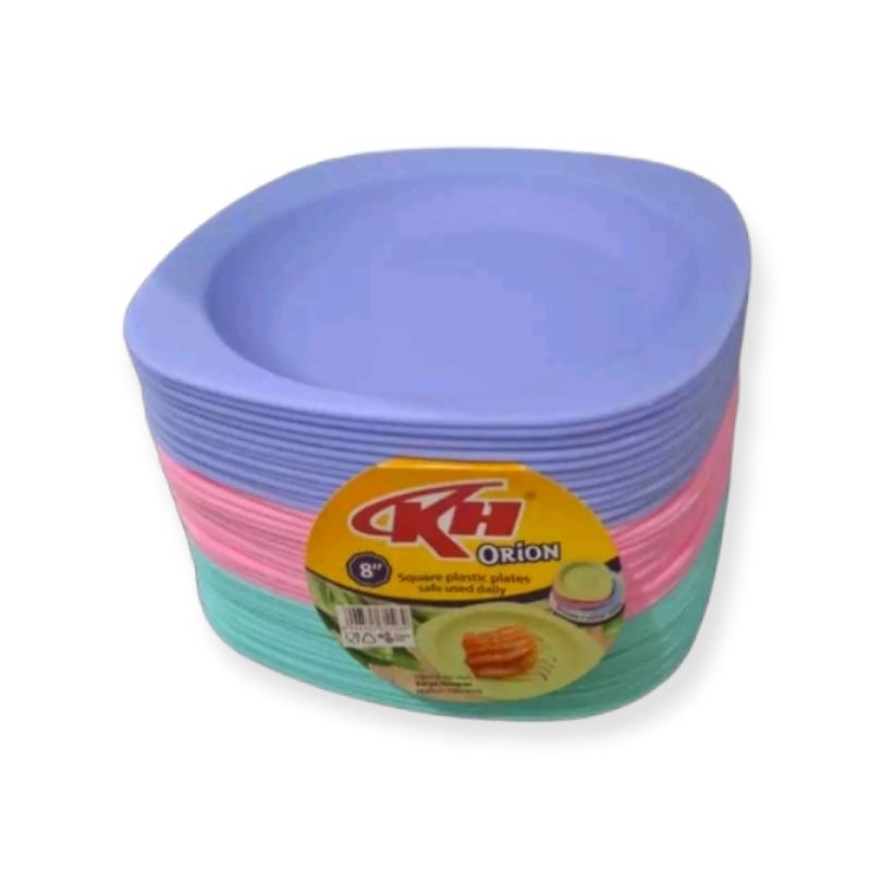 1 Lusin Piring Orion / piring Makan / Piring Plastik / Piring Segi Orion