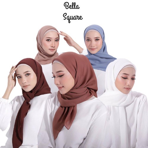 HIJAB Bella Square / Jilbab Kerudung Plain Square Segiempat 4