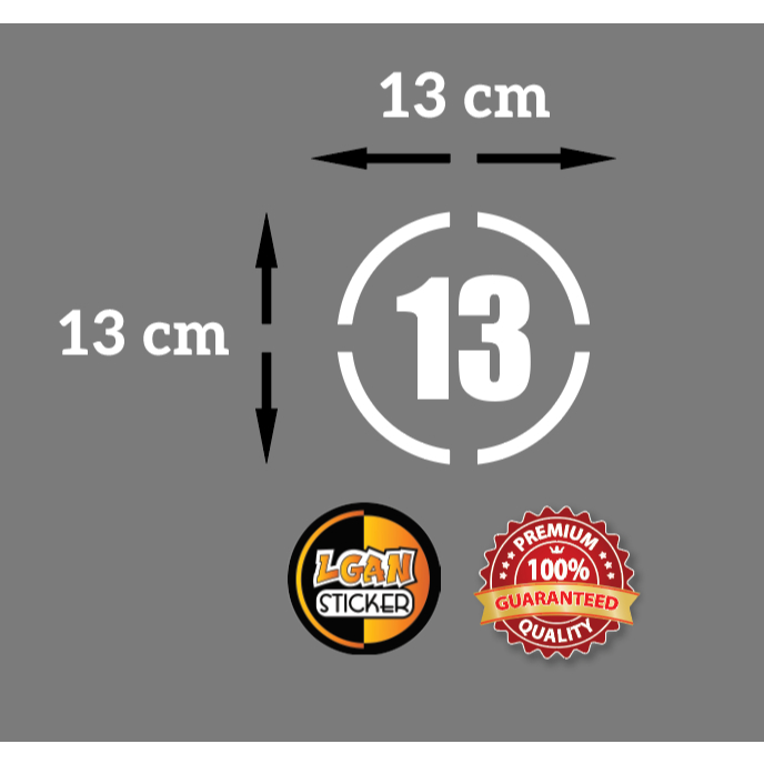 

Stiker Angka Model Bulat Strip Bahan Revlektive Ukuran Diameter 13 cm