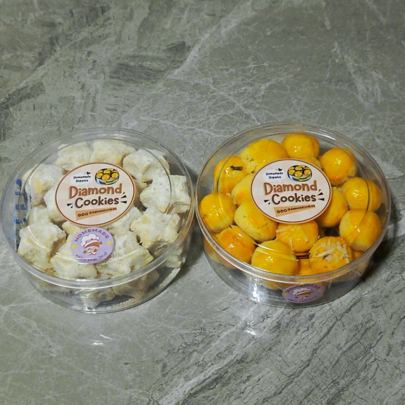 

【 DIAMONDCOOKIES 】PAKET BUNDLING MINI 2!! ( Nastar Coklat - Putri Salju ) • WISMAN • Premium • Mika Bulat • Isi 2 Mika Bulat