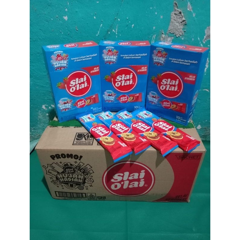

Slai olai rasa stroberi 1 box isi 10 sachet kemasan baru berhadiah