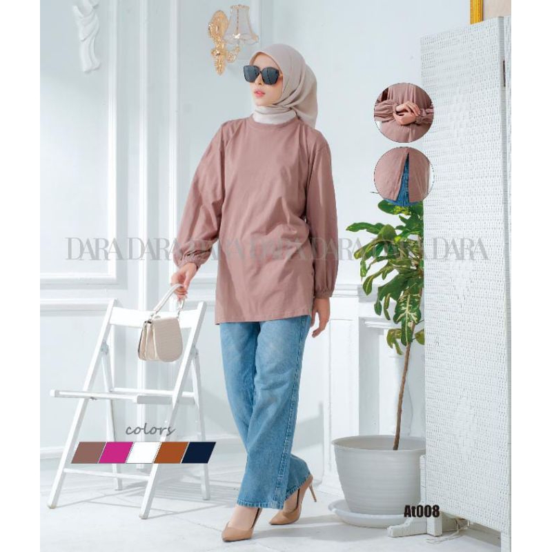 KAOS DARA KARET TANGAN PANJANG/KAOS DARA OVERSIZE/KAOS DARA COMBED 24S