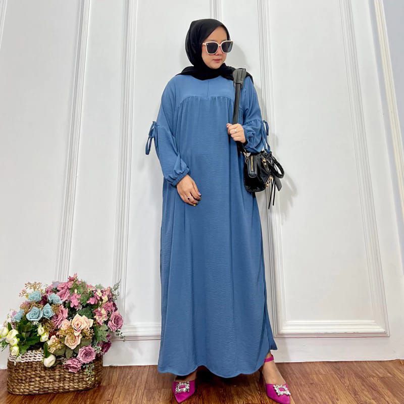 ALIKA DRESS MUSLIMAH CRINGKLE AIRFLOW PREMIUM LD 120 LENGAN BALON MEWAH