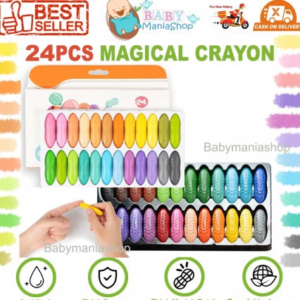

Dijual Magical Crayon 12 pcs 24 pcs Crayons Set Bayi Anak Peanut Yplus UK Mudah Dihapus Tidak Kotor Tangan