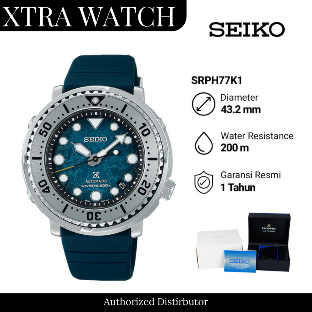 Jam Tangan Pria Seiko Prospex SRPH77K1 Penguin Baby Tuna Save The Ocean Automatic Original - Tali Ka