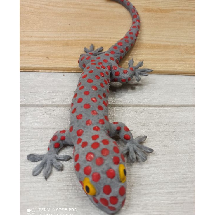 Laris mainan karet tokek bintik merah 3cm