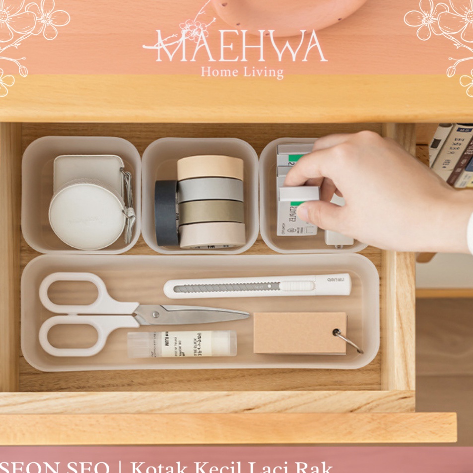 Model Baru MAEHWASEON SEO Tray Alat Kantor Multifungsi Organizer Sekat Alat Tulis Perlengkapan Penyi
