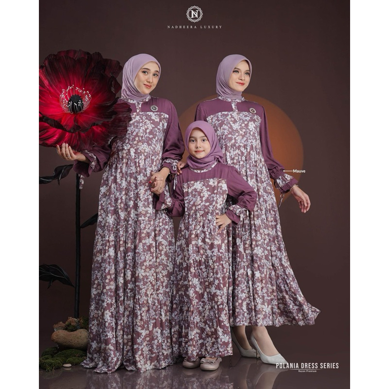 POLANIA SERIES GAMIS COUPLE IBU DAN ANAK RAYON PREMIUM MOTIF BY NADHEERA LUXURY - INAYAHHIJAB