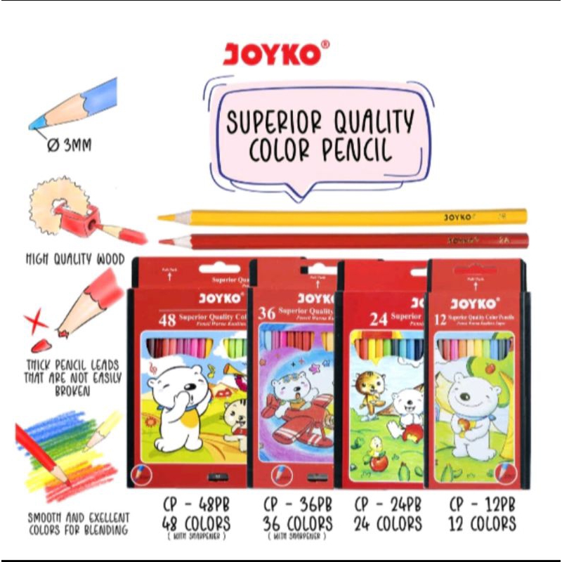 

Joyko Pensil Warna Superior Quality Color Pencils Hexagonal Grip PB