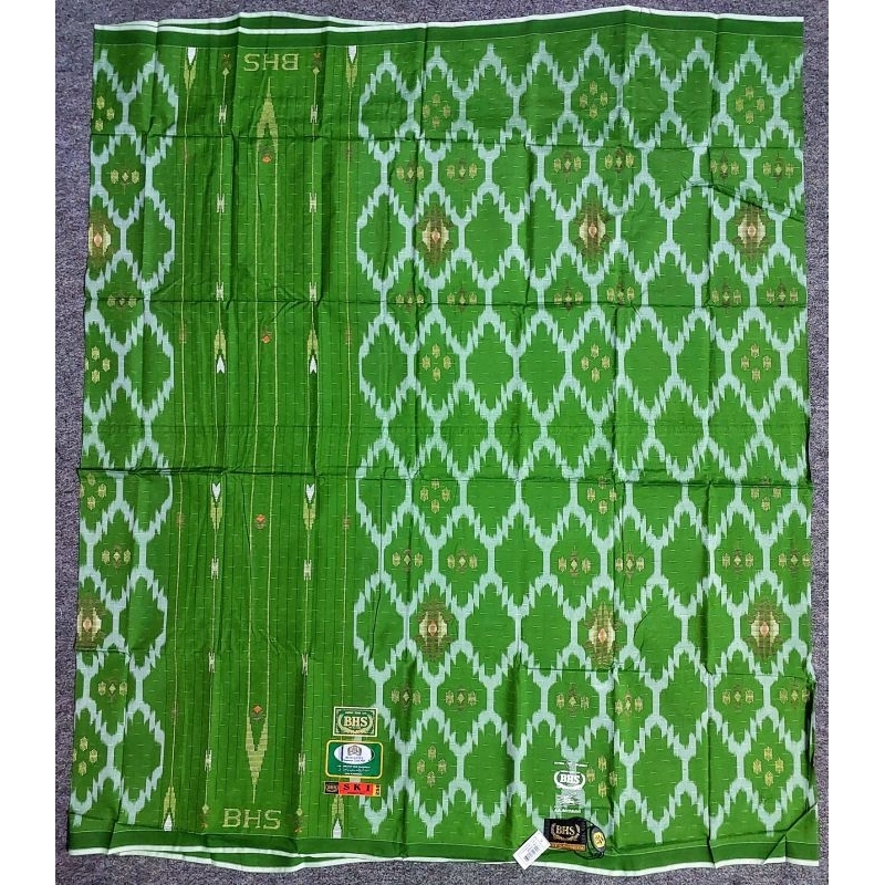 Sarung BHS SKI Gold (Songket Ikat) Full Sutera Spunsilk 210 Original Warna Hijau Donggala Limited Ed
