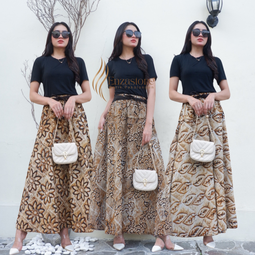 ROK BATIK FLAMBOYAN - ROK BATIK CAP PREMIUM ROK KARET KLOK LEBAR ROK KATUN BATIK HANDMADE