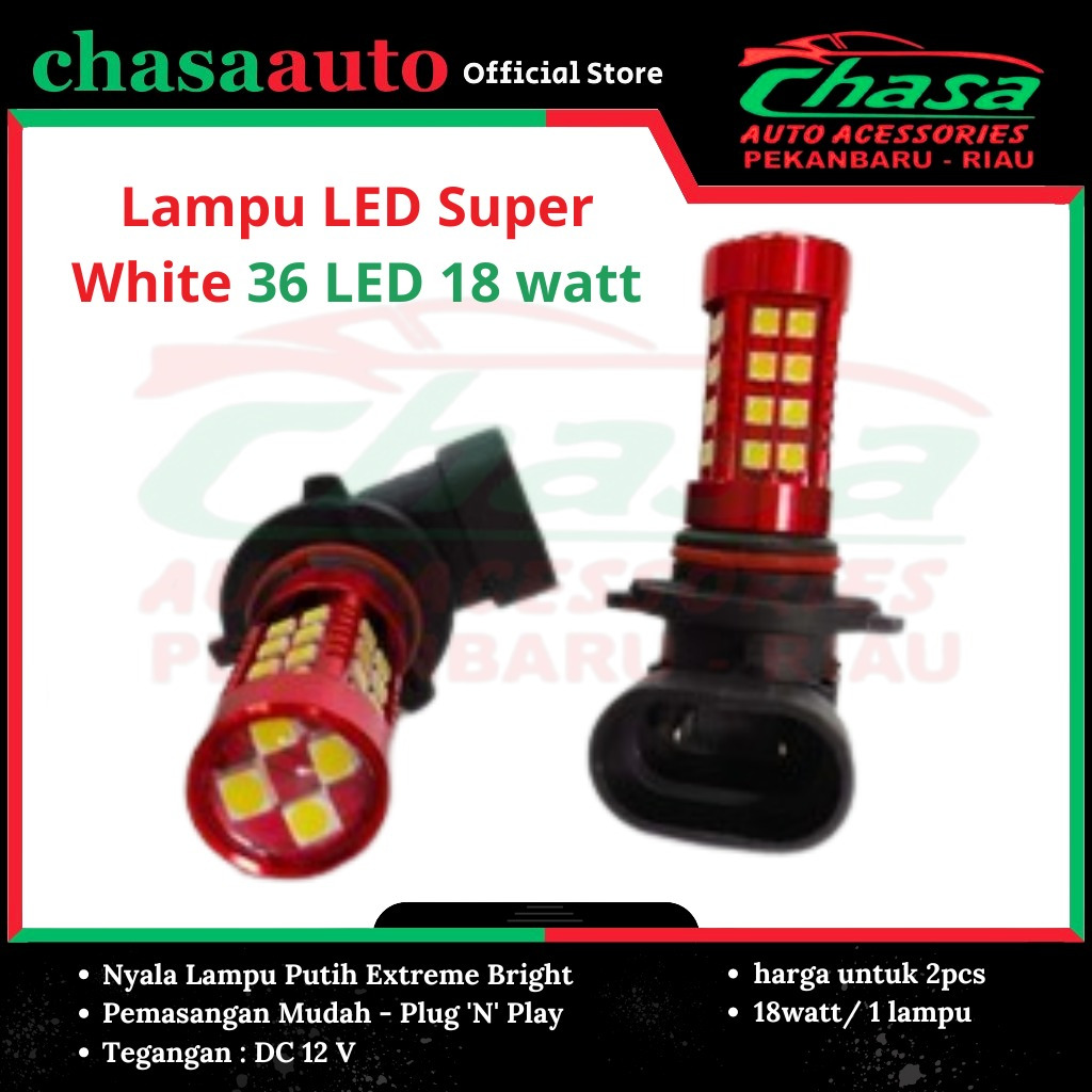 (CHASA)  LAMPU LED Super White 36 Led HB3 9005 HB4 9006 18watt