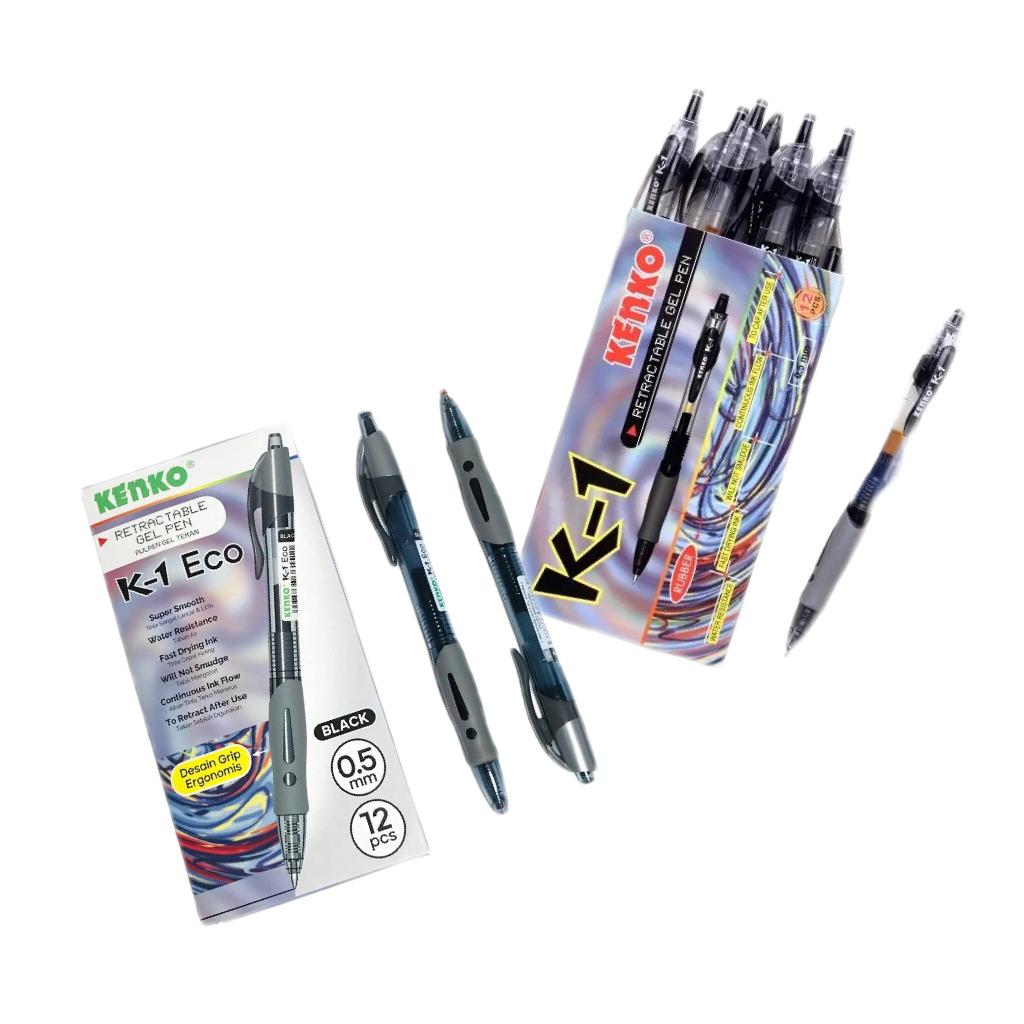 

[ECER] Pulpen Bolpen Ball Point Gel Pen KENKO K1 0.5 mm Hitam Variasi