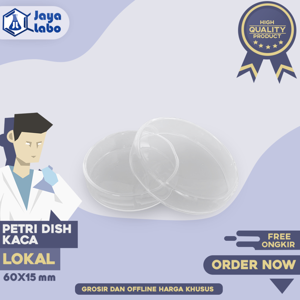 Petri Dish Kaca / Cawan Petri 60 x 15 mm / Alat Laboratorium