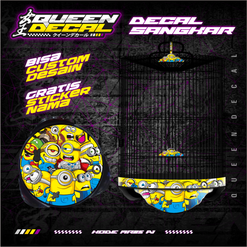 Aksesoris Decal Stiker Sangkar Murai Bulat No 1 2 3 / Tebok Murai Custom Minion  - MR
