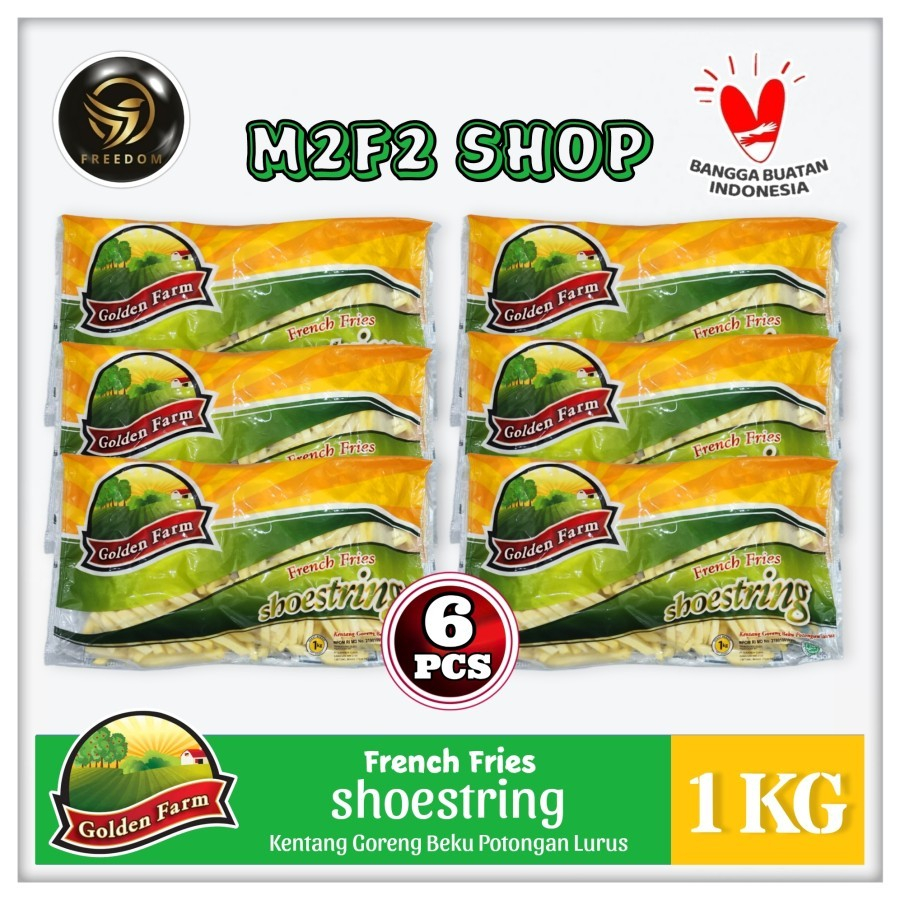 

Golden Farm French Fries Shoestring | Kentang Goreng Beku Potongan Lurus - 1000 gr | 1 kg (Kemasan 6 Pack)