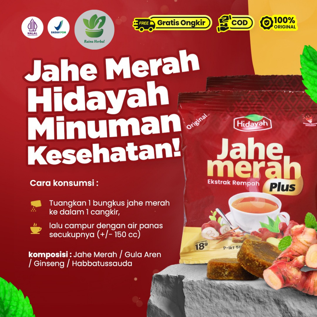 

Jahe Merah Hidayah Minuman Herbal Isi 10 Sachet