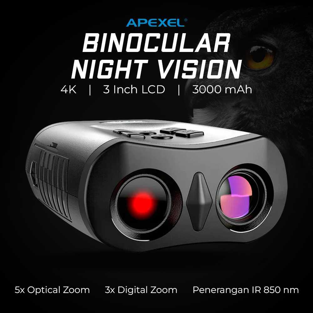 Teropong Malam Siang Hari Binocular Teropong Night Vision Recorder 4K 3Inch LCD 3000mAh