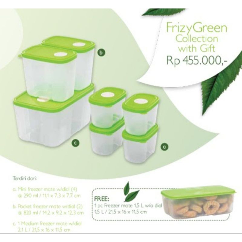 Tupperware Frizy Green Collection tanpa dus
