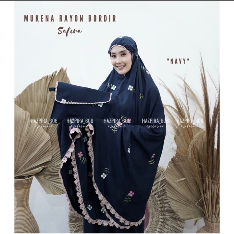 MUKENA DEWASA KATUN RAYON BORDIR SAFIRA JUMBO