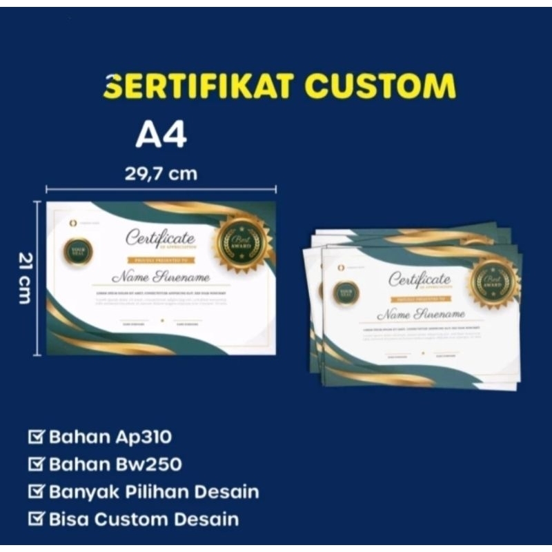 

PIAGAM SERTIFIKAT A3 A4 MURAH