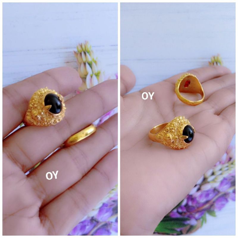 Cincin pria lapis emas 24k bahan dasar kuningan