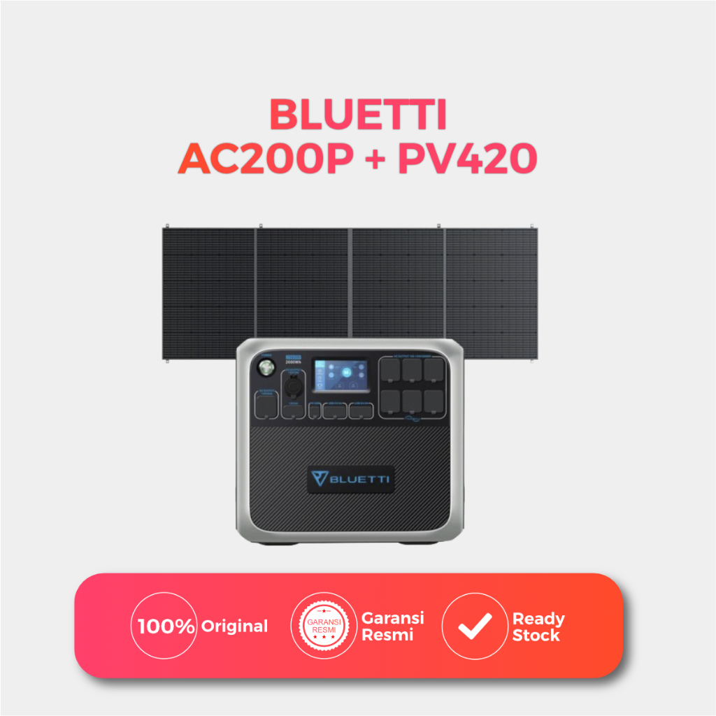 BLUETTI AC200P, Portable Power Station , 2,000W / 2,000Wh + Solar Panel PV420 420Watt