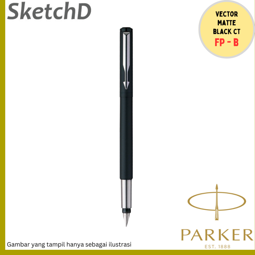 

Parker Vector Matte Black Chrome Trim CT FP - Fountain Signature Pen