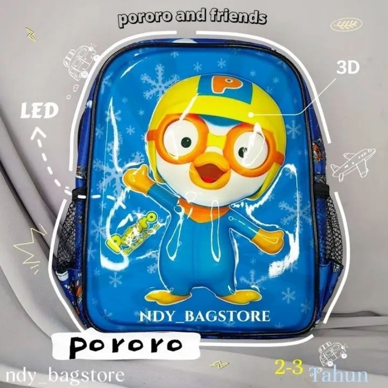 TAS ANAK LAKI-LAKI PAUD 3d+LeD, TAS ANAK PAUD PoRoRo LAKI-LAKI 3tahun, TAS ANAK PAUD KARAKTER LUCU.