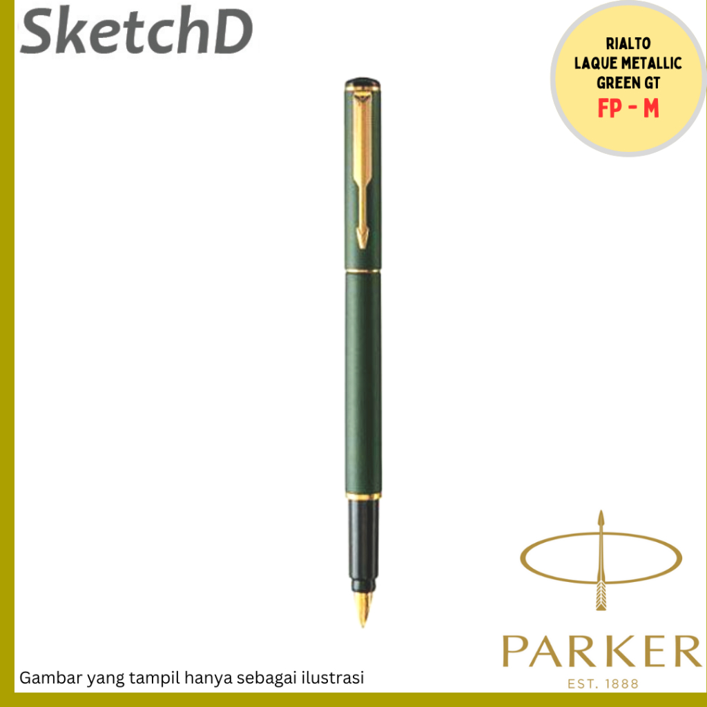 

Parker Rialto Laque Metallic Green Gold Trim GT FP - Fountain Pen Signature Pen