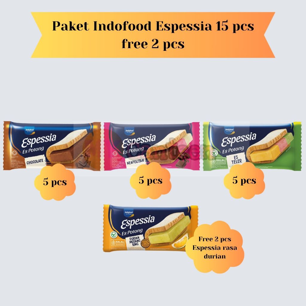 

Paket Indofood Ice Cream Espessia 15 pcs