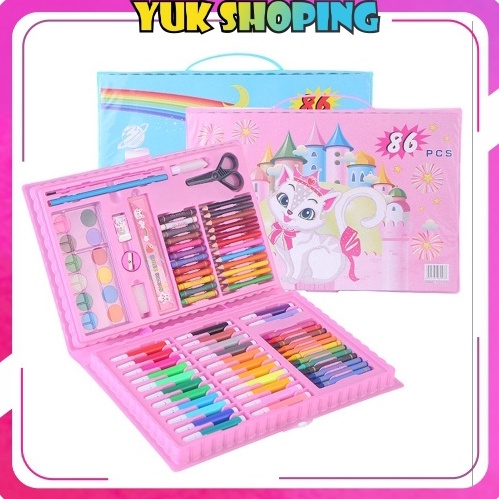 

KODE N12D YUKSHOPING Oil Pastel Crayon pena cat air 68 pensil Warna Set kuas lukis Crayon Anak Set Koper 86 in 1 Crayon Mewarnai dan Melukis Lengkap dengan Cat Air S56