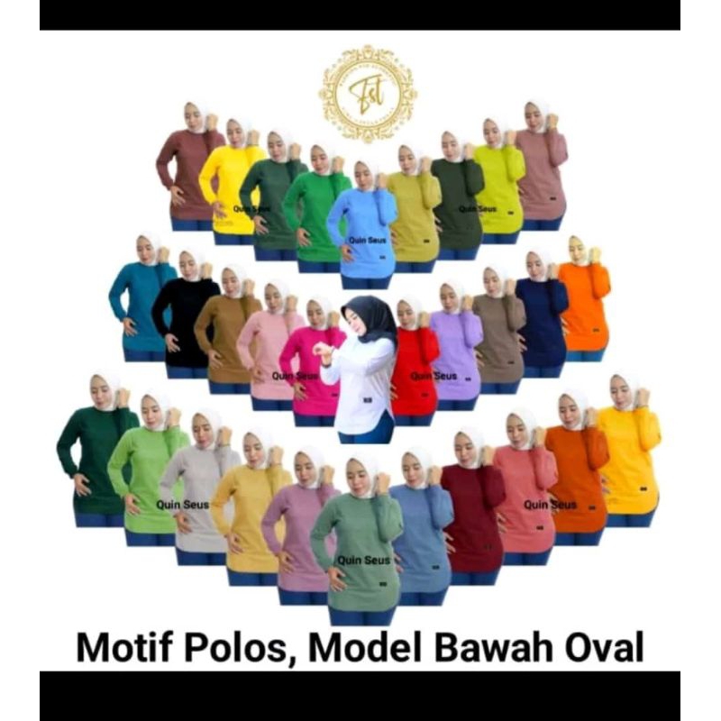 Kaos Polos Wanita Zolaqu Oval Haylik// size standar sampai jumbo M-XXXL//tangan ban