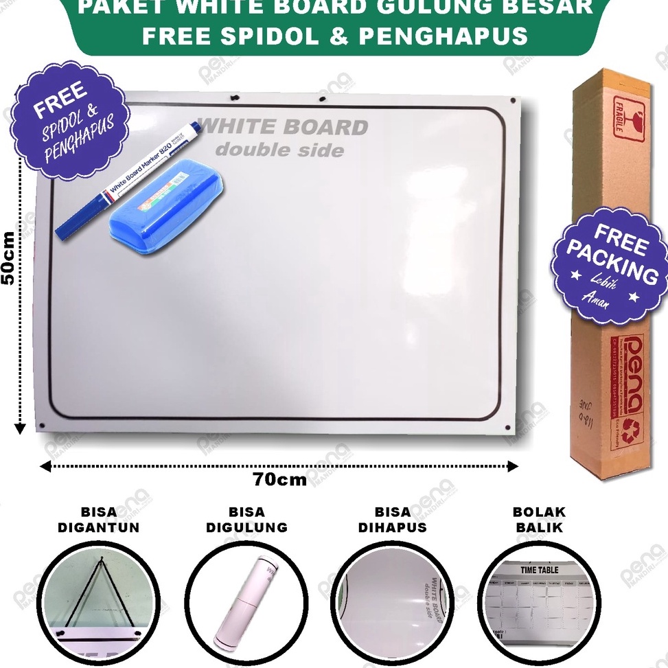 

KODE J82V Paket Whiteboard Roll Papan Tulis Gulung Besar