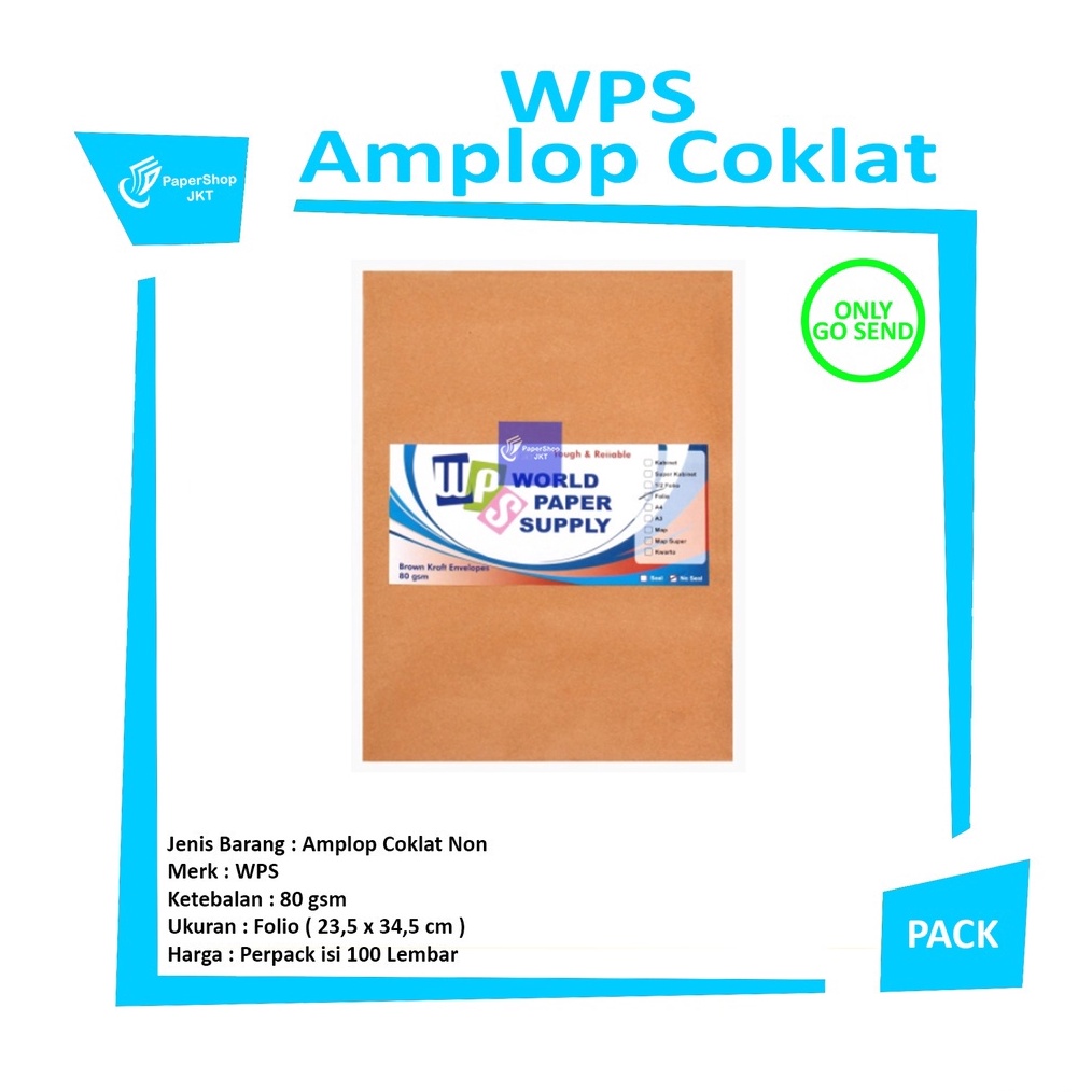 

KODE D17C WPS Amplop Coklat Ukuran Folio Pack GOGRAB