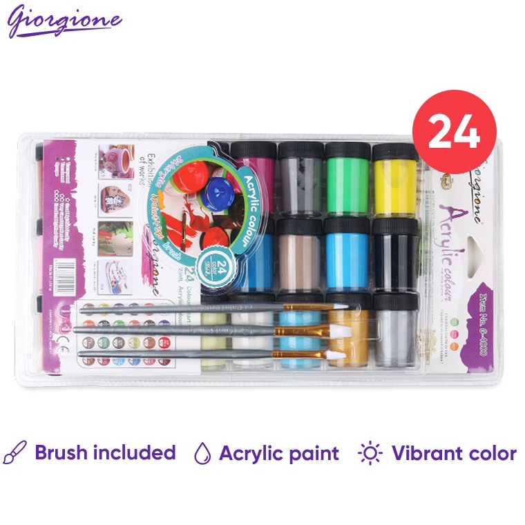 

KODE O63Q Giorgione Acrylic Paint Cat Akrilik 24 Warna 25MLbotol Free Brush G4