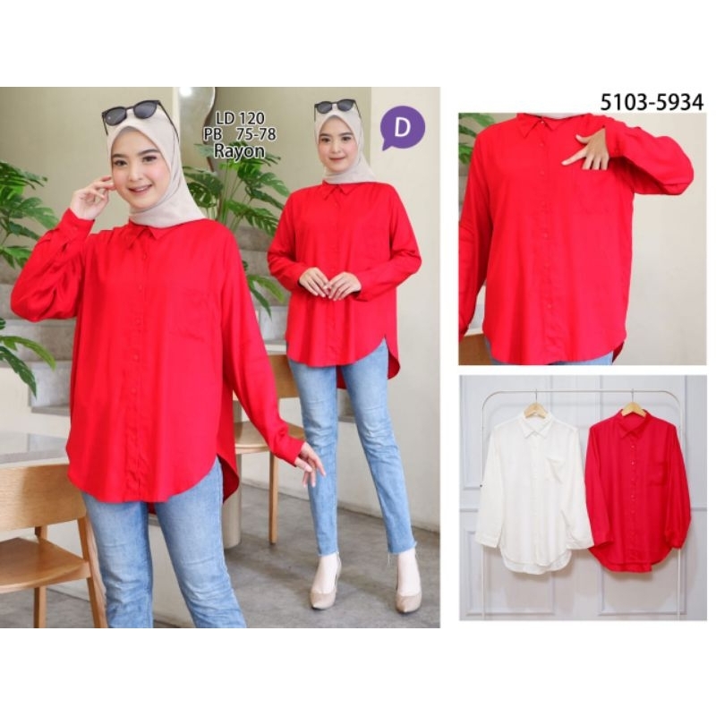 Atasan Kemeja Polos / Kemeja Merah / Kemeja Putih / Kemeja Merah Putih / Kemeja Rayon Bahan twill Pr