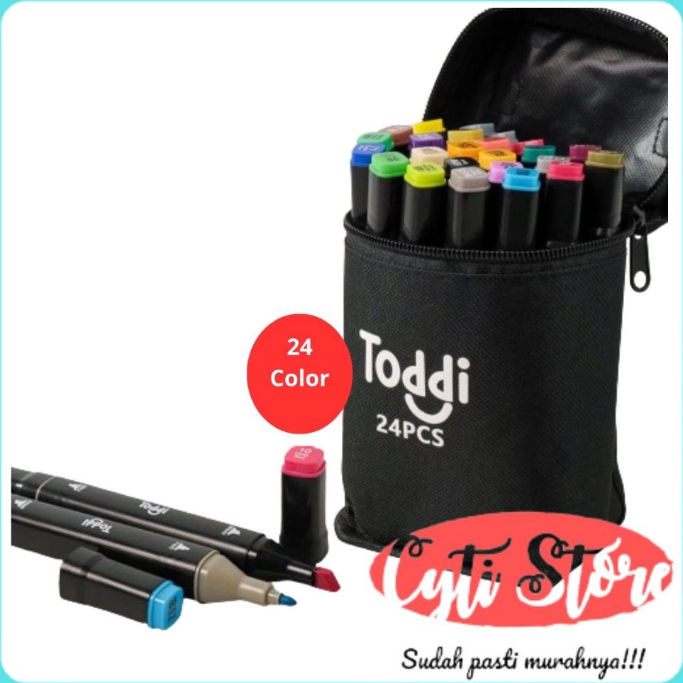 

KODE D42Y Spidol Warna Dual Side Fine Art Brush Art Marker Set 1 and 6mm Tip 24 Warna