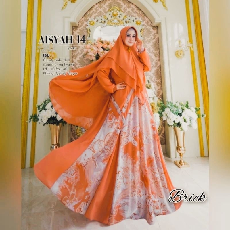 Gamis Set Khimar Aisyah Syar'i Gamis Mewah Full Ceruty