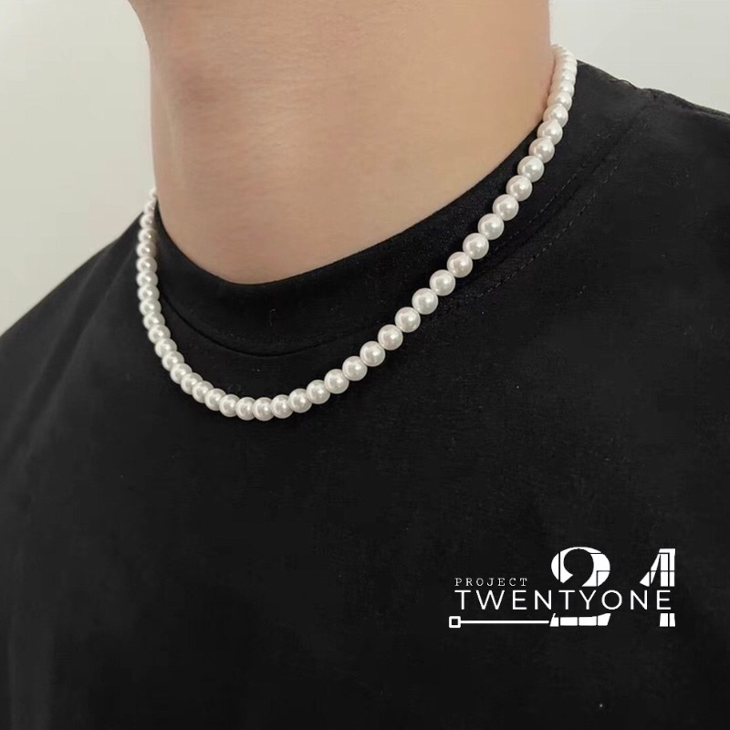 Kalung Mutiara Pria Wanita Pearl Necklace Trendi Kekinian