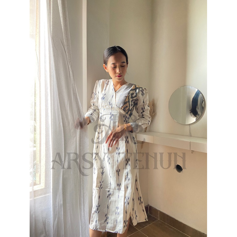 ARSYTENUN - Kamila Dress Tenun (Tenun Daerah Dress Tenun Daster Casual Formal)