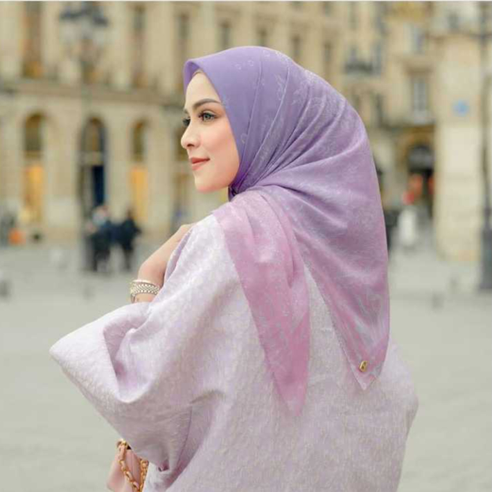 JILBAB SEGIEMPAT MOTIF VOAL PREMIUM LILAC