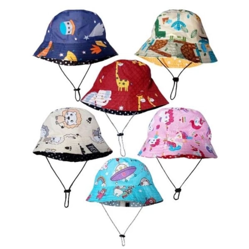 TOPI BUCKET HAT ANAK KARAKTER / TOPI BUCKET HAT TALI ANAK KARAKTER