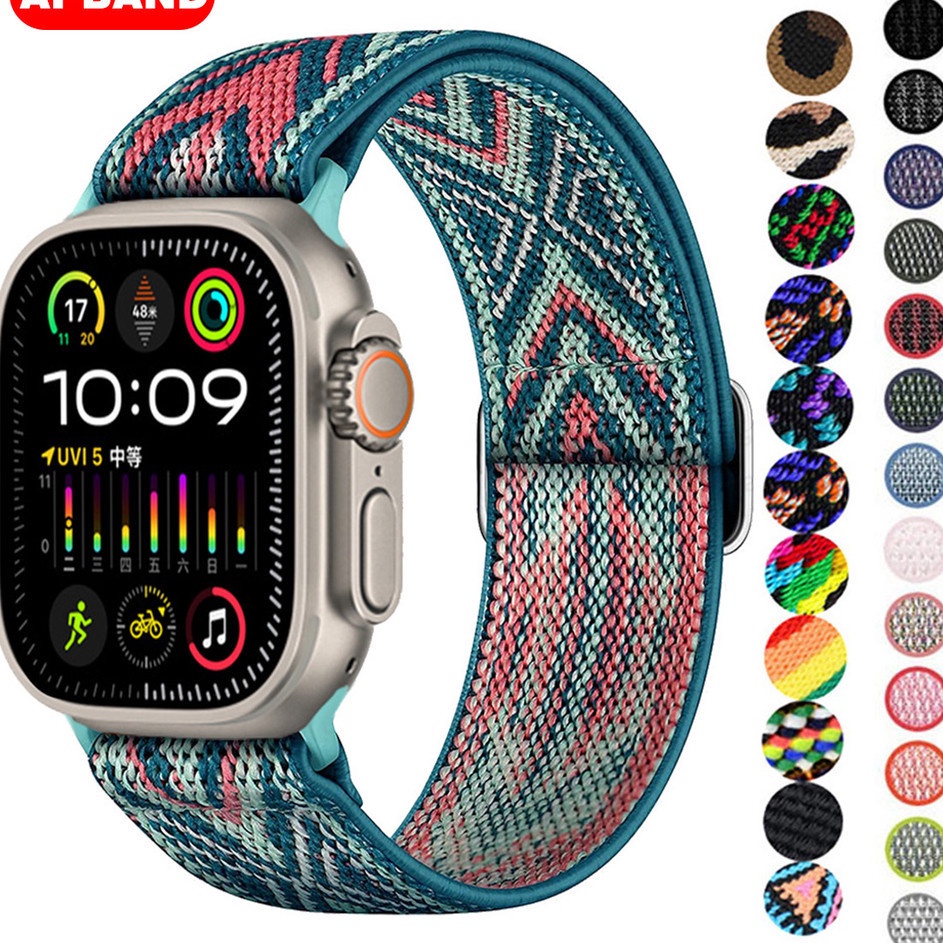 Nylon Sport Strap for Watch Ultra 2 Ultra 49mm 9 8 7 6 SE 41mm 45mm 44mm 4mm 38mm 42mm Breathable El