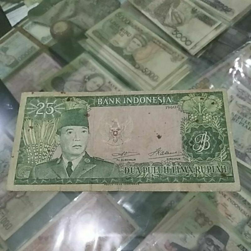 Uang kuno 25 rupiah soekarno original