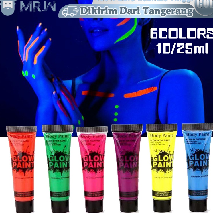 

6 Warna Face Painting Make Up Glow In The Dark Body Painting 25ml Painting Cat Wajah Fluorescent Body Paint