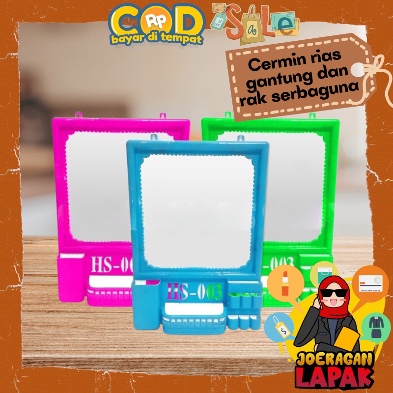 [JOERAGAN LAPAK] KACA RIAS - CERMIN GANTUNG TEMBOK DAN RAK PLASTIK DINDING MAKEUP KAMAR MANDI KOSMET